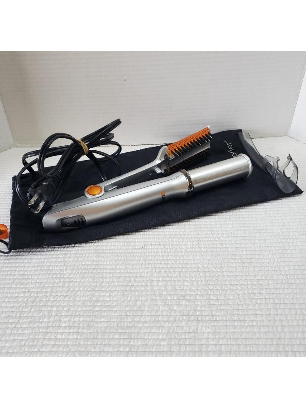 Instyler Rotating Spin Brush Hot Curling Iron 1.25" IS1002 Orange Works Case